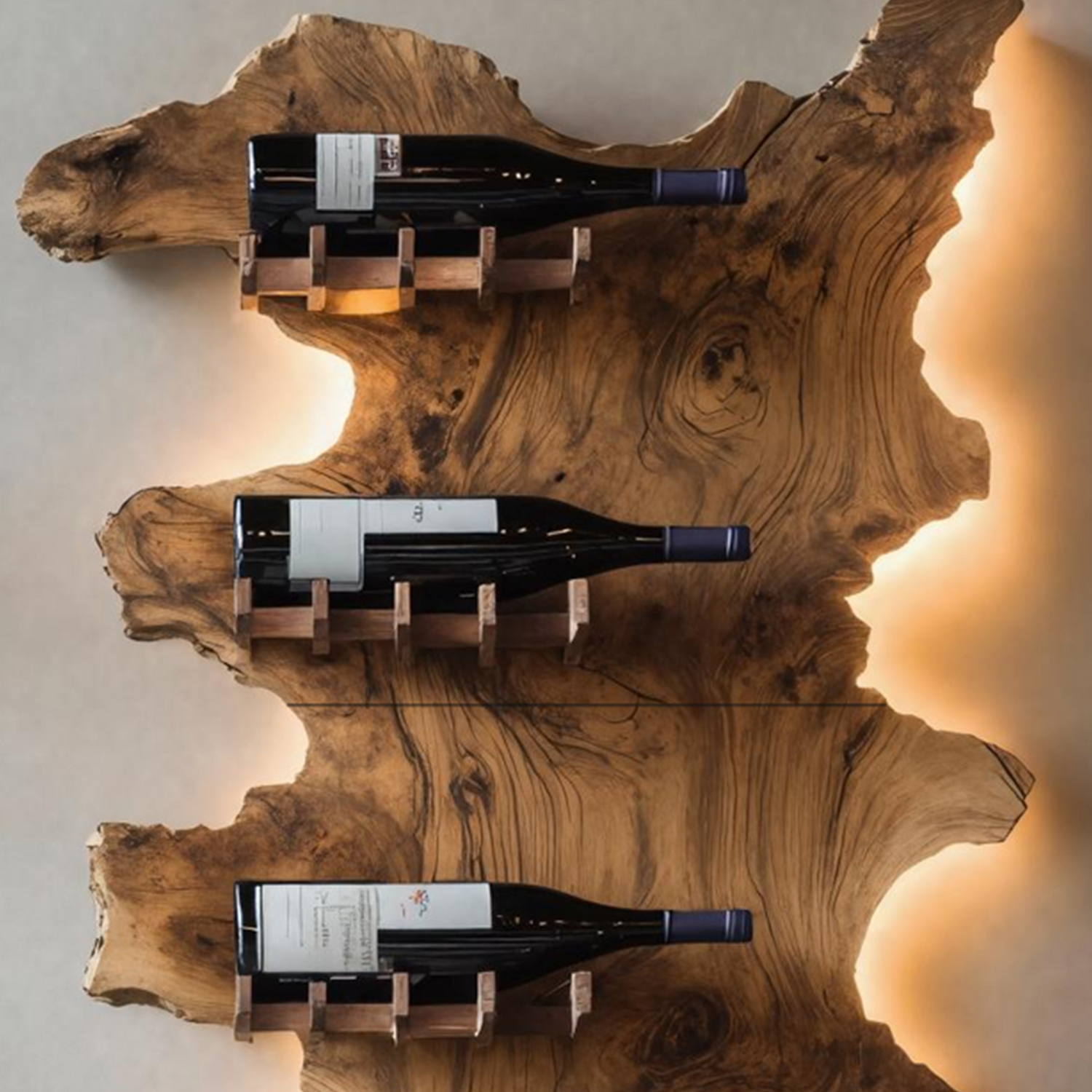 Mid Century Wooden Wine Rack For Bar Decor And Wine Storage