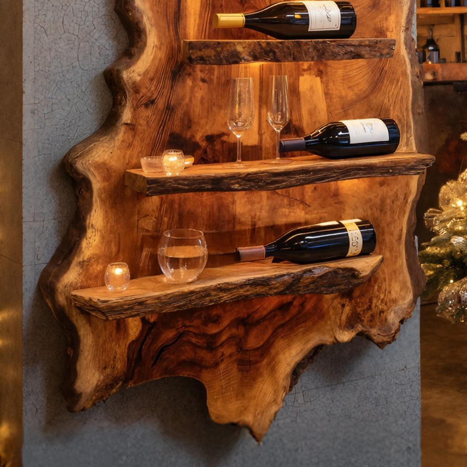 Modern Wooden Wine Rack For Bar Decor And Display Storage