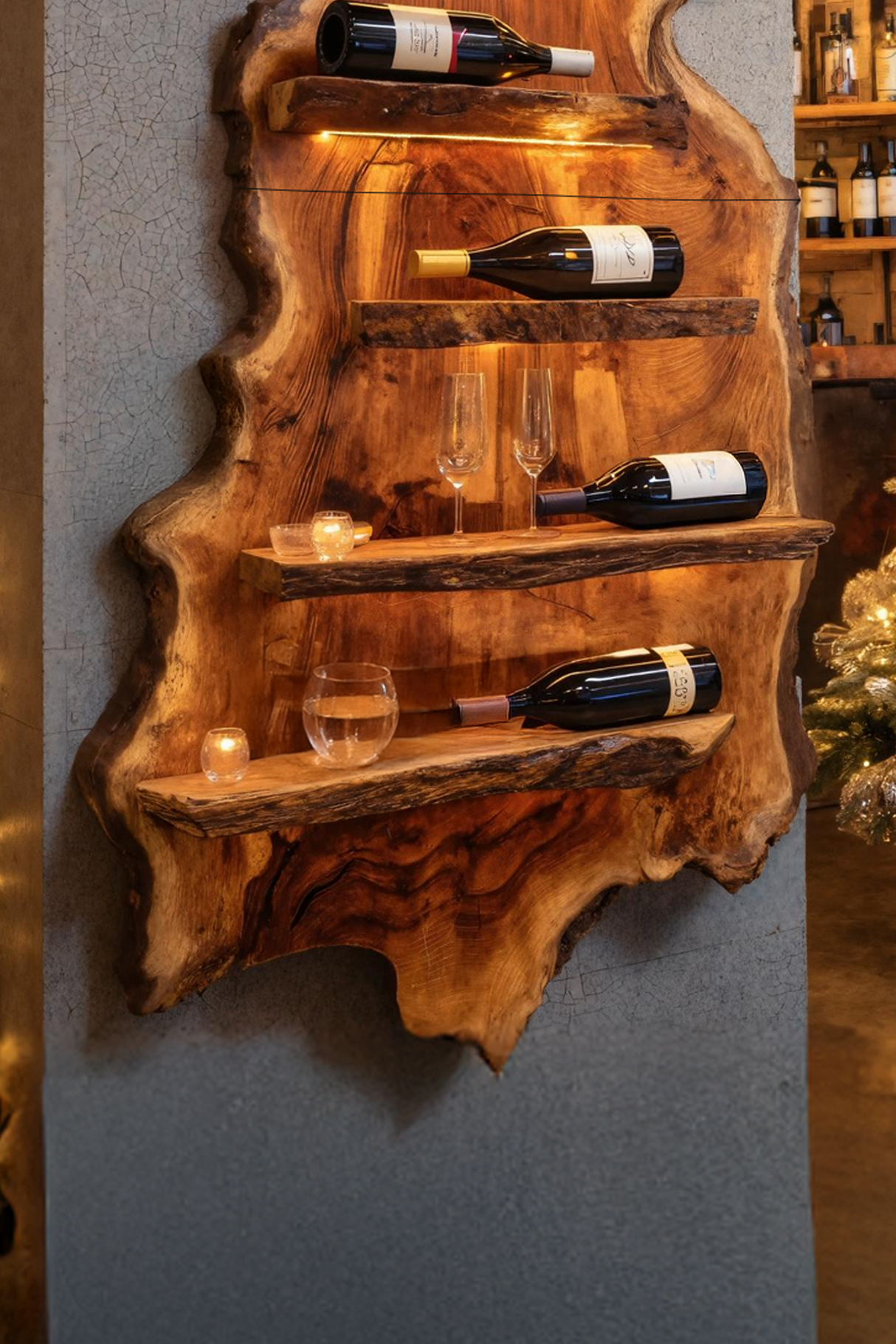 Modern Wooden Wine Rack For Bar Decor And Display Storage
