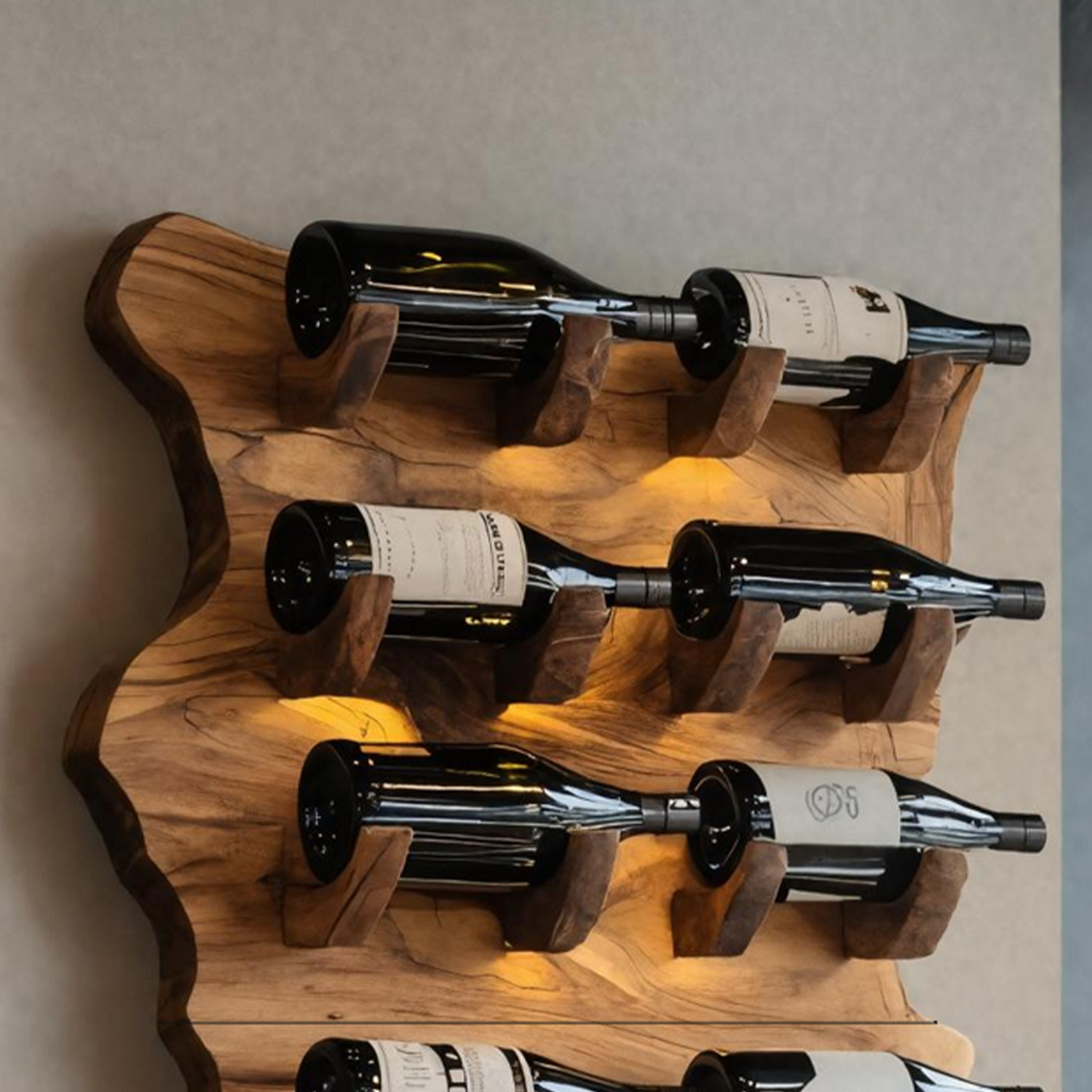 Farmhouse Wooden Live Edge Wine Holder For Furniture Decor