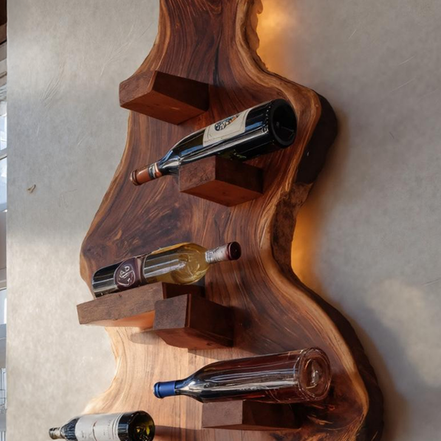 Mid Century Solid Wood Wine Rack For Entryway Furniture Style