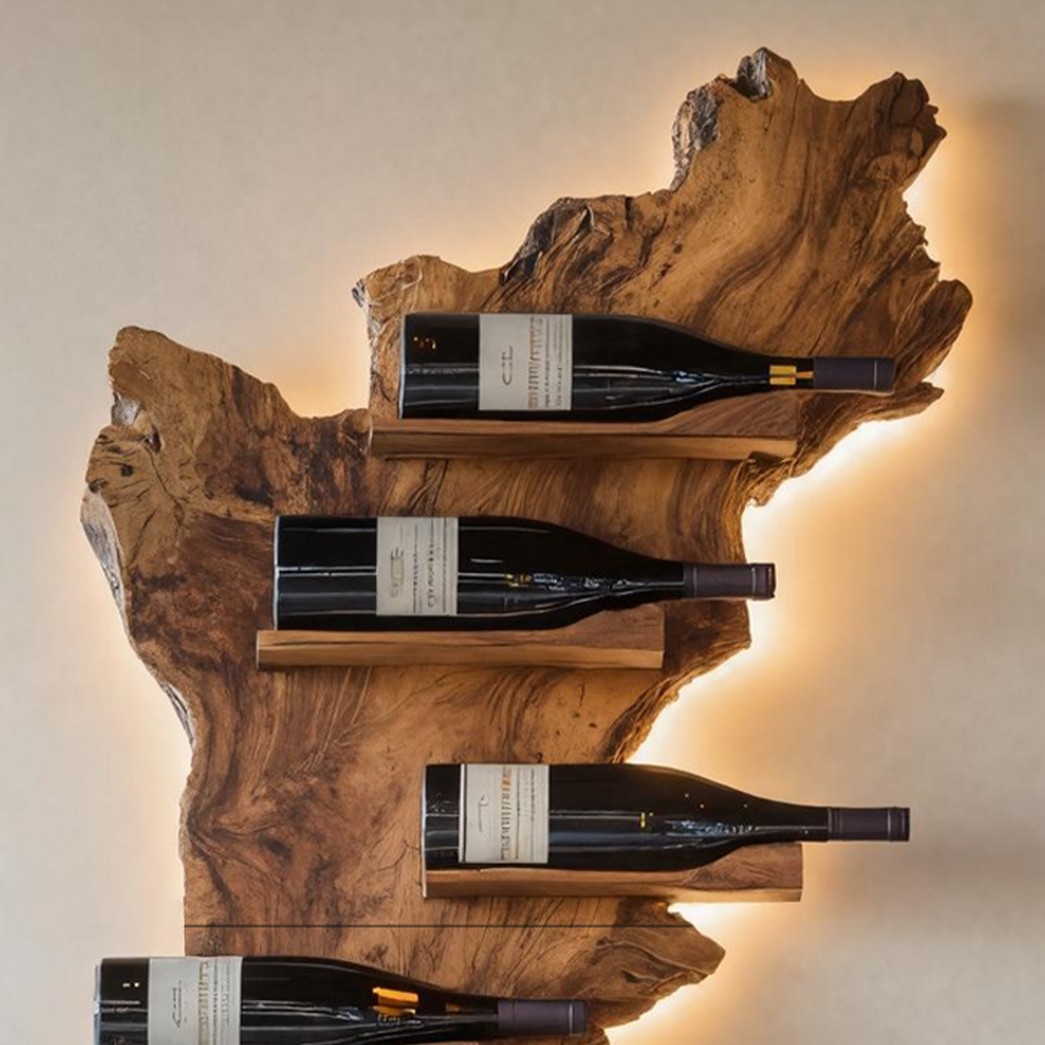 Modern Live Edge Wine Holder For Living Room Furniture Decor