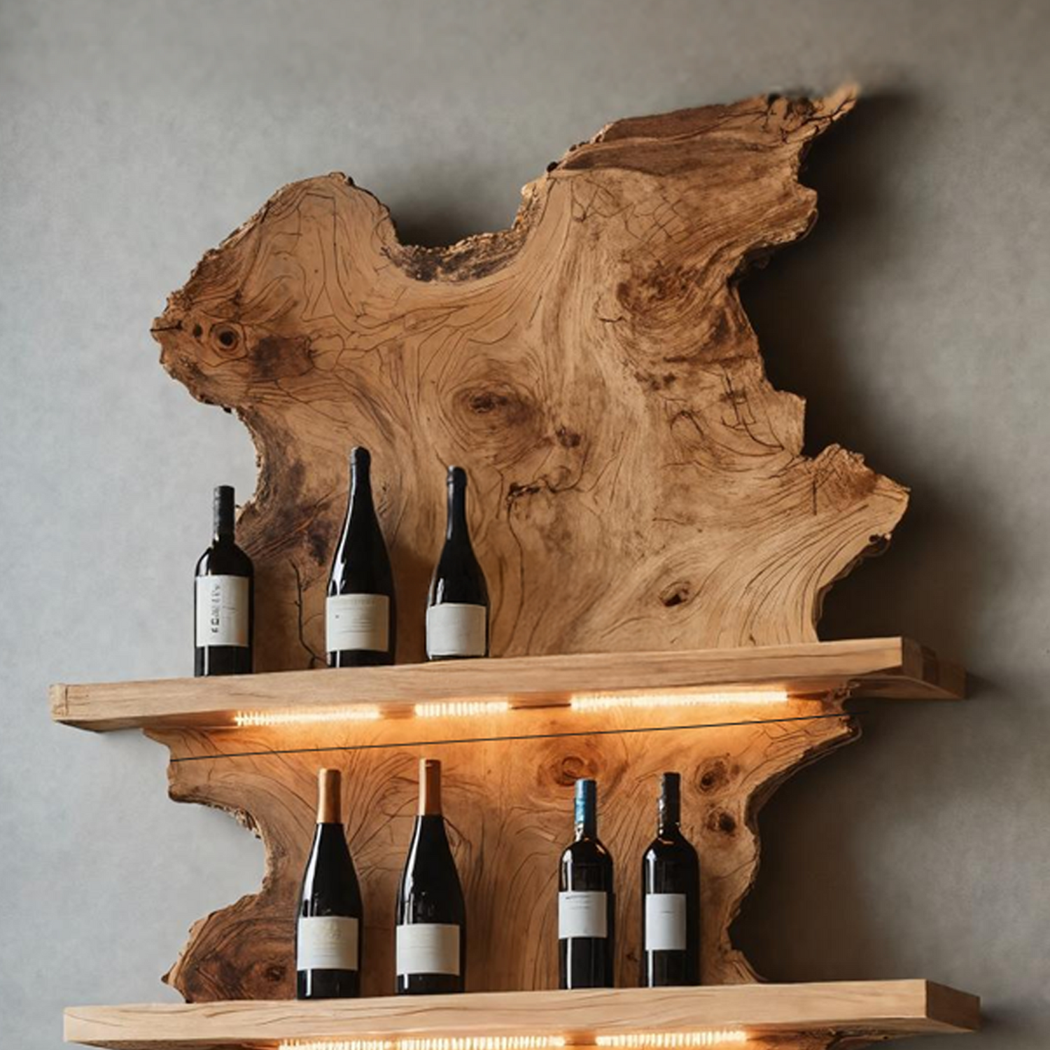 Mid Century Live Edge Wine Holder For Bar Decor And Home Art