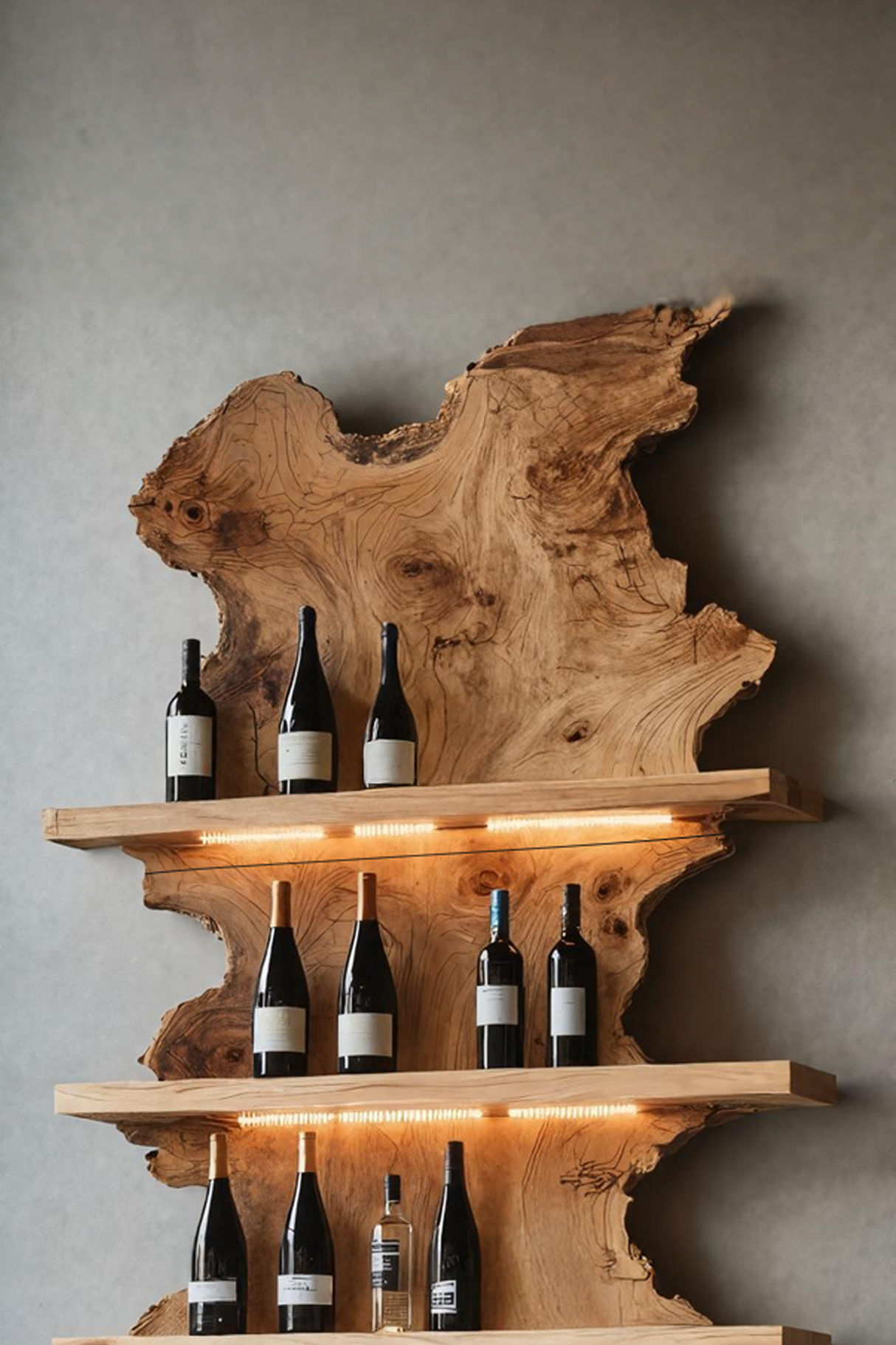 Mid Century Live Edge Wine Holder For Bar Decor And Home Art