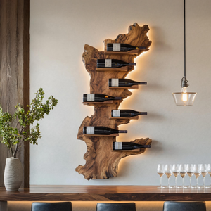 Modern Live Edge Wine Holder For Living Room Furniture Decor