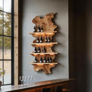 Mid Century Live Edge Wine Holder For Bar Decor And Home Art