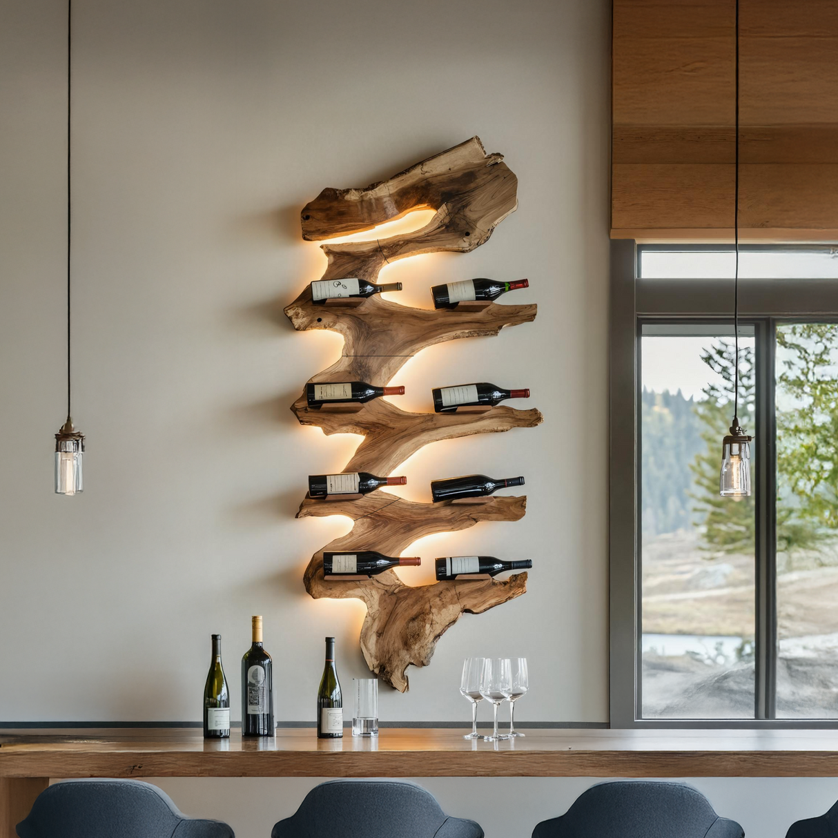 Modern Solid Wood Wine Rack For Living Room Furniture Design