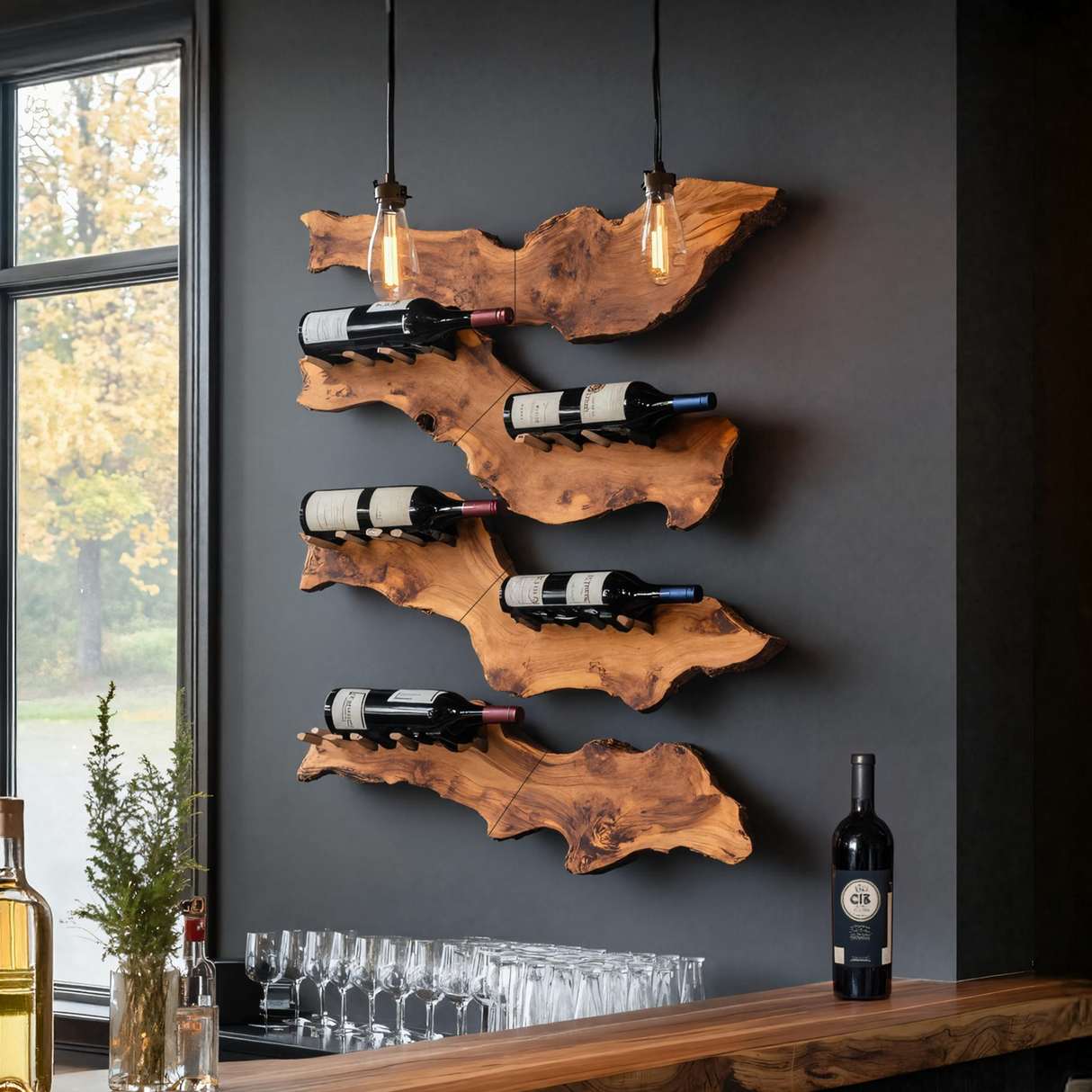 Farmhouse Wooden Wine Holder For Entryway Wine Storage Decor