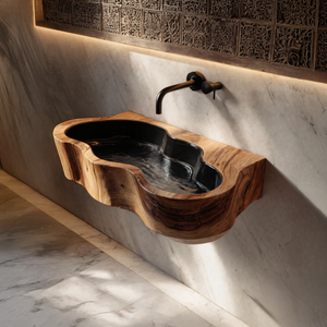 Modern Live Edge Wood Basin For Contemporary Bathroom Interior Design