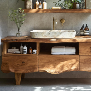 Farmhouse Wooden Vanity For Bathroom Interior Design