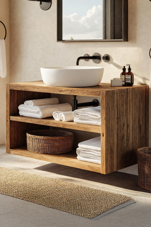 Wooden Bathroom Storage Cabinet For Rustic Decor Vibe