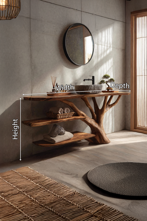 Farmhouse Wooden Live Edge Bathroom Vanity For Rustic Bathroom Design