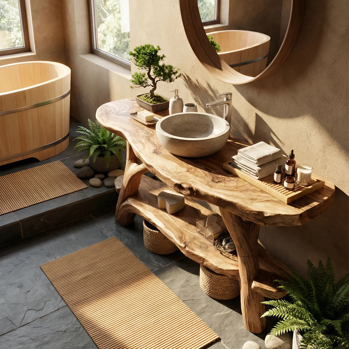 Minimalist Handmade Sink Vanity For Powder Bathroom
