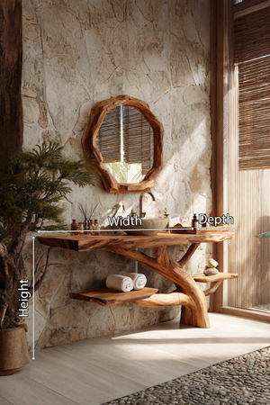 Handcrafted Wooden Live Edge Bathroom Vanity For Luxury Bathroom Decor