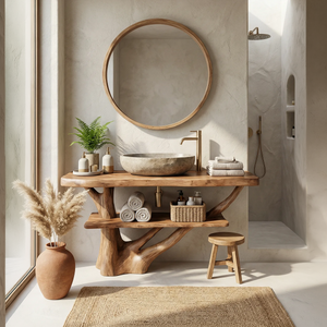 Modern Solid Wood Bathroom Vanity Organic Live Edge For Bathroom Decor