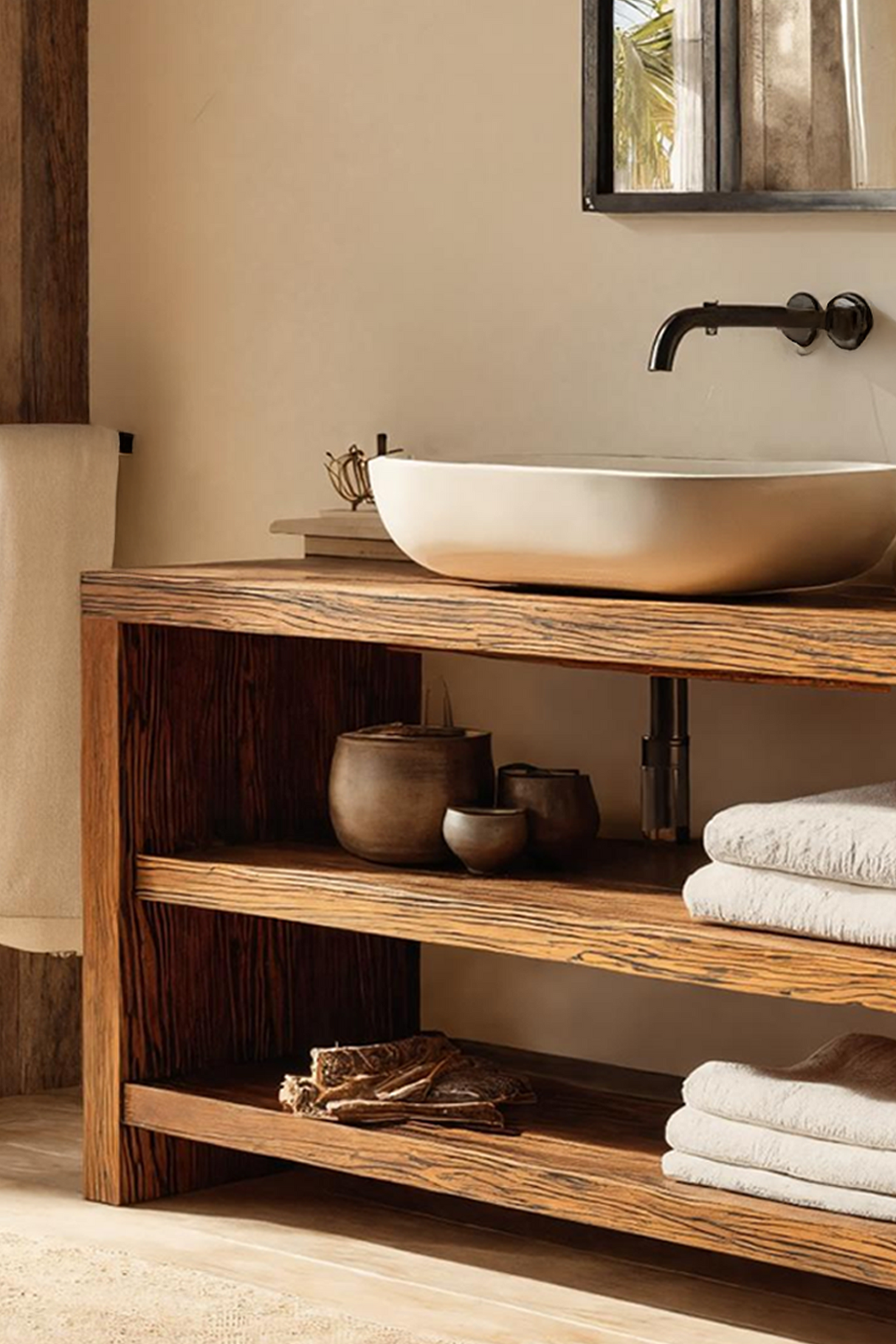 Farmhouse Wooden Vanity For Cozy Bathroom Spaces
