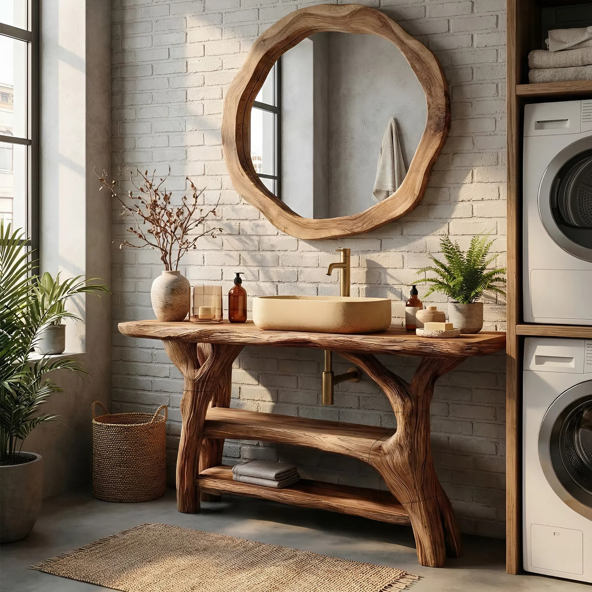 Minimalist Live Edge Vanity For Small Bathroom Design