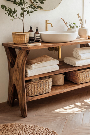 Handcrafted Live Edge Vanity For Bathroom Functionality