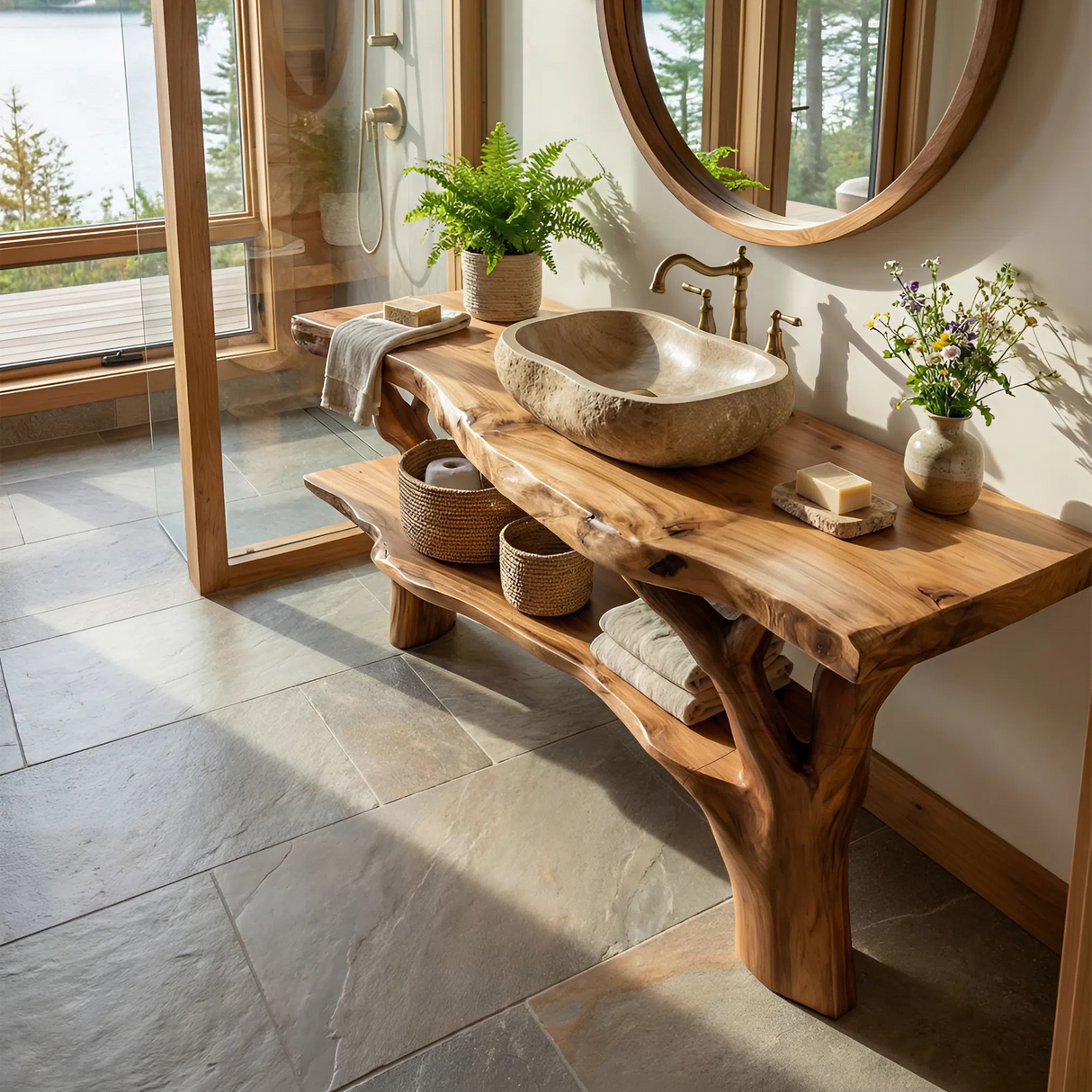 Modern Wooden Vanity For Apartment Bathroom Layout