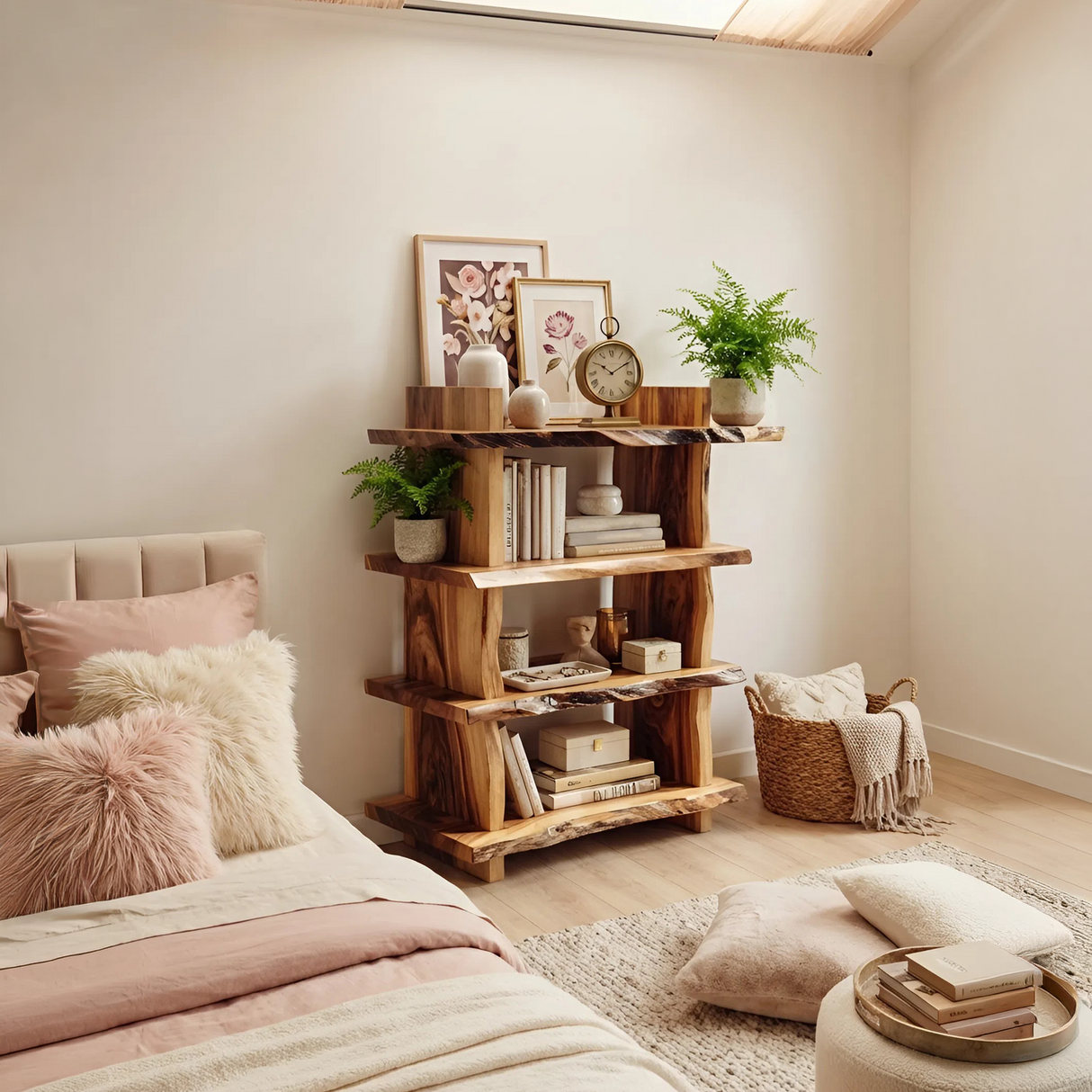 Minimal Wood Bookshelf For Bedroom Storage And Modern Decor