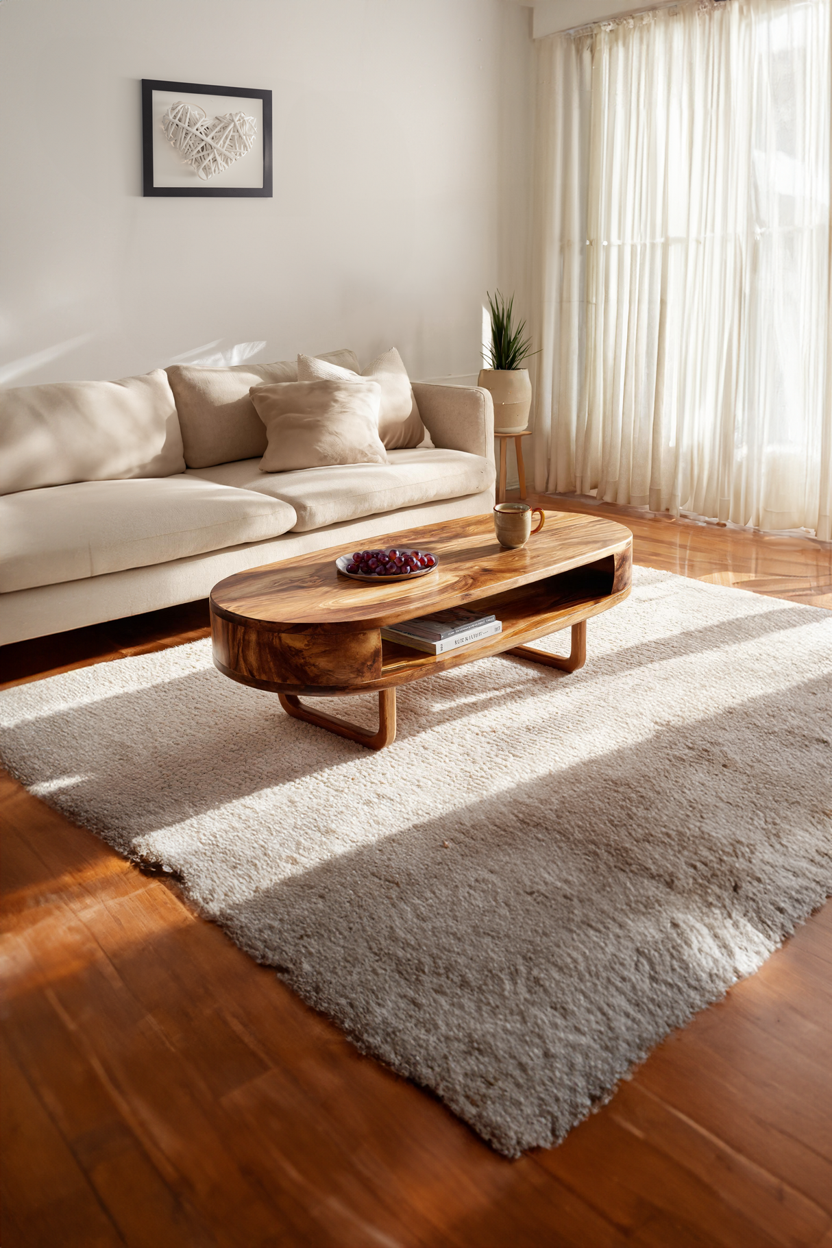 Mid Century Wooden Live Edge Coffee Table For Living Room Furniture Decor