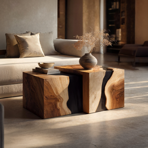 Modern Solid Wood Square Coffee Table For Living Room