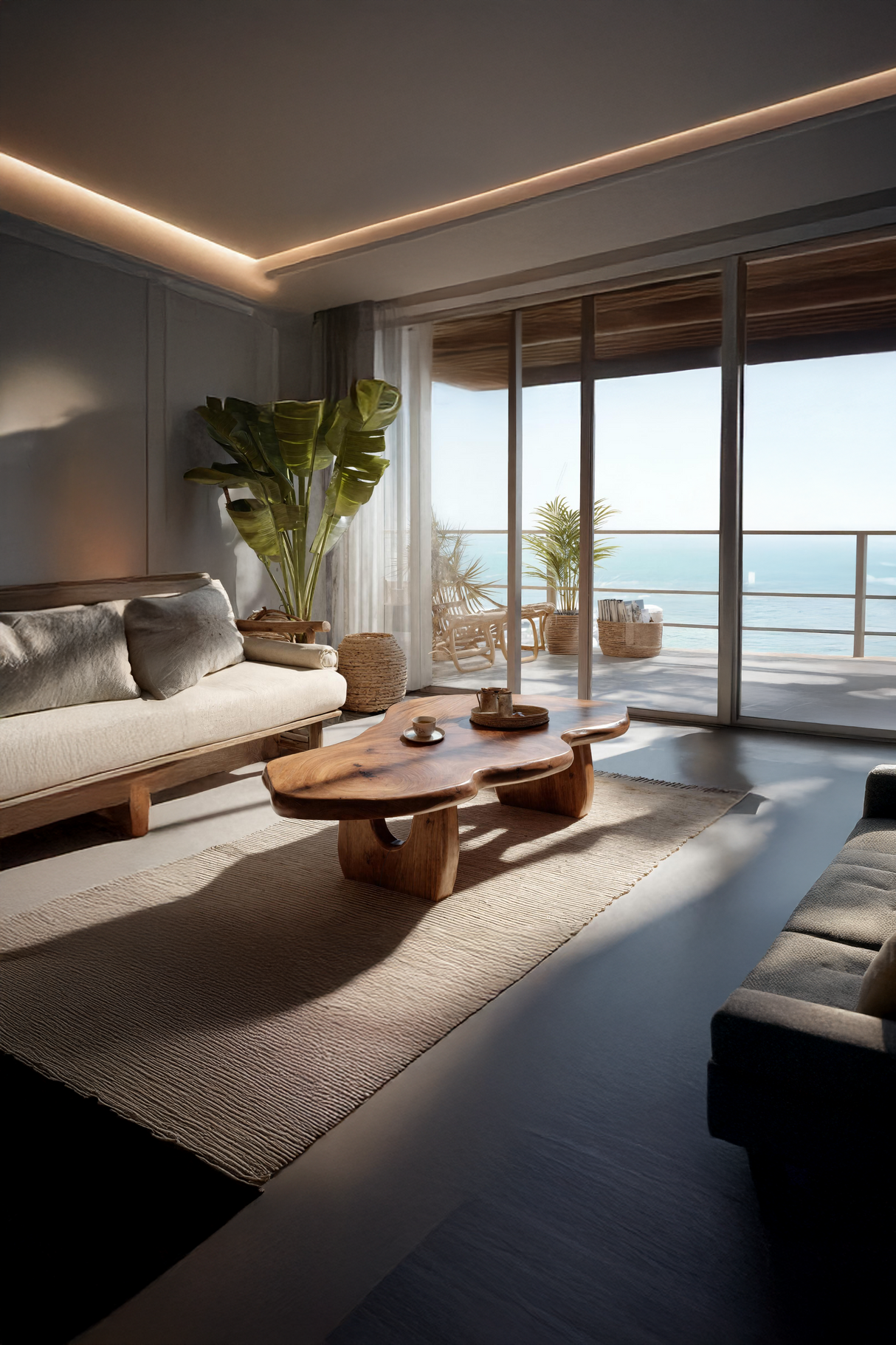 Modern Wooden Live Edge Coffee Table For Furniture Decor