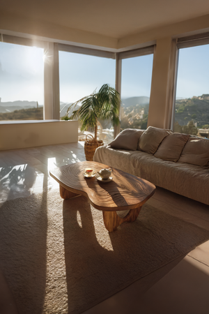 Mid Century Wooden Live Edge Table For Furniture Decor