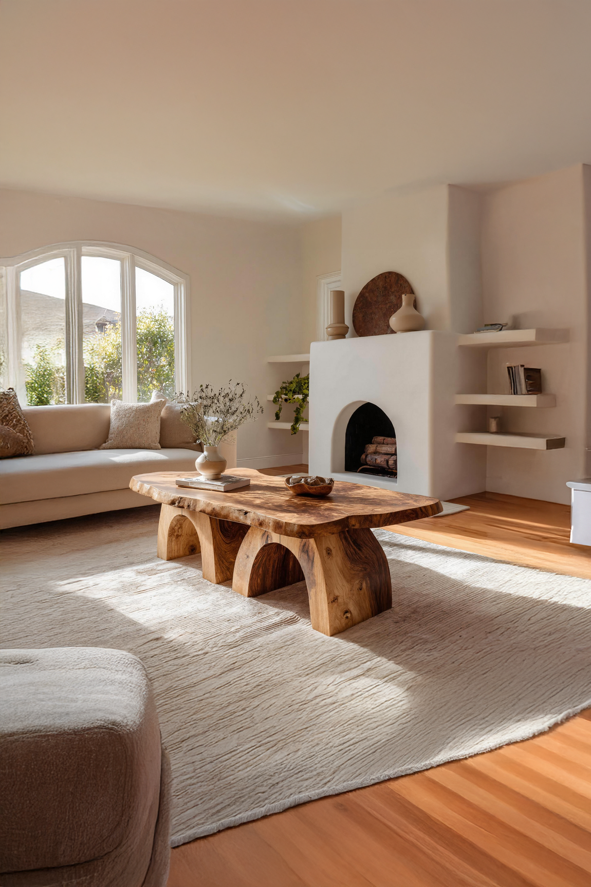 Farmhouse Handcrafted Wooden Live Edge Coffee Table For Decor
