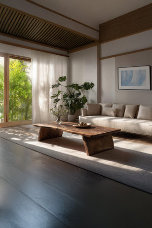 Farmhouse Mid Century Live Edge Coffee Table For Living Room