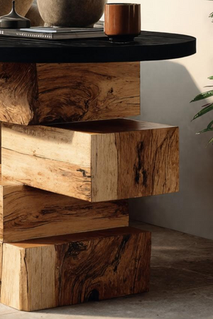 Handcrafted Wooden Side Table For Boho Furniture Styling