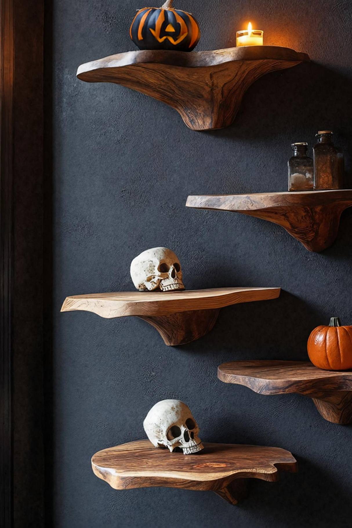 Handcrafted Wooden Mushroom Shelf Halloween Furniture Design