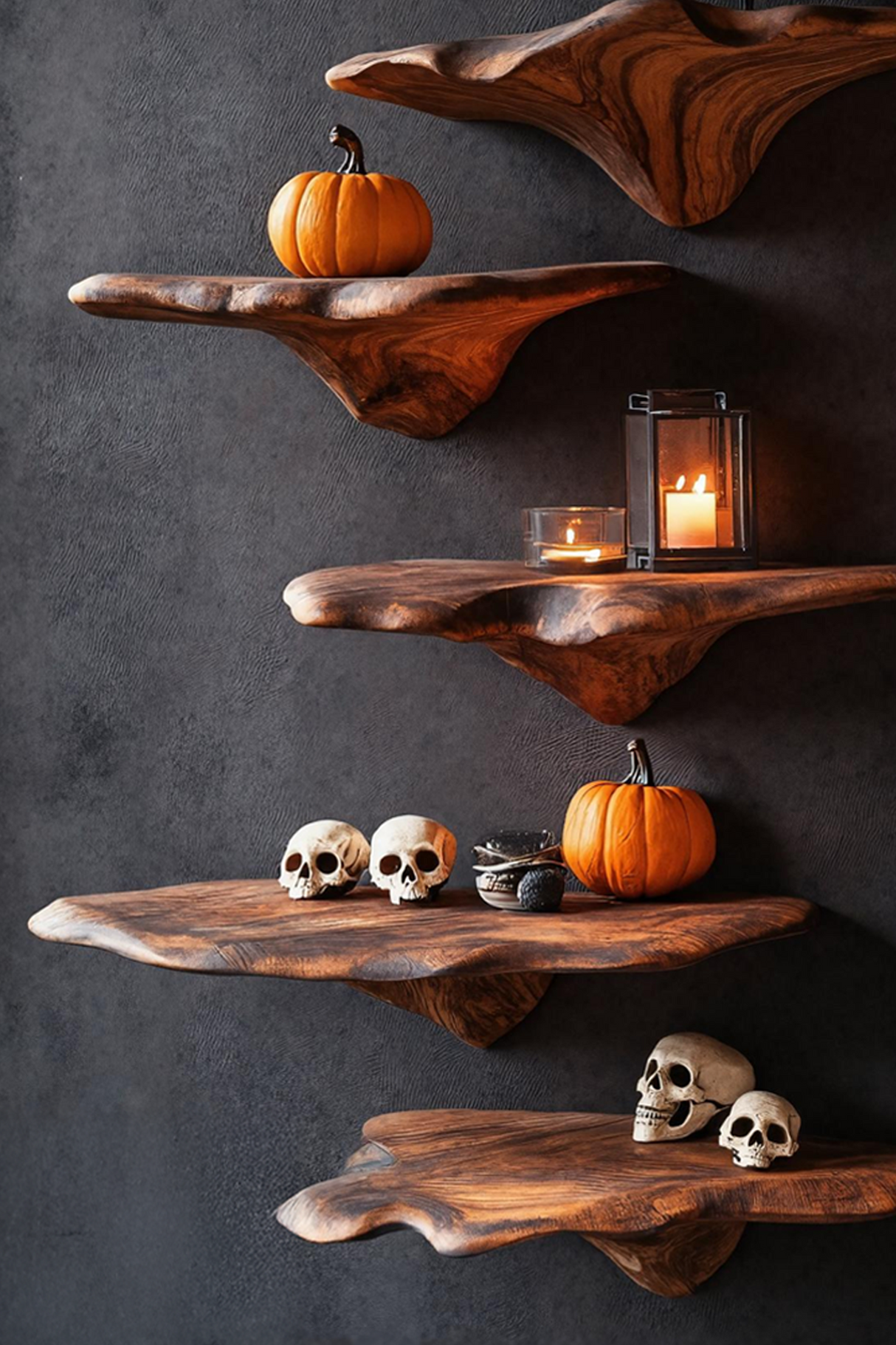 Modern Solid Wood Mushroom Shelf For Halloween Furniture Decor