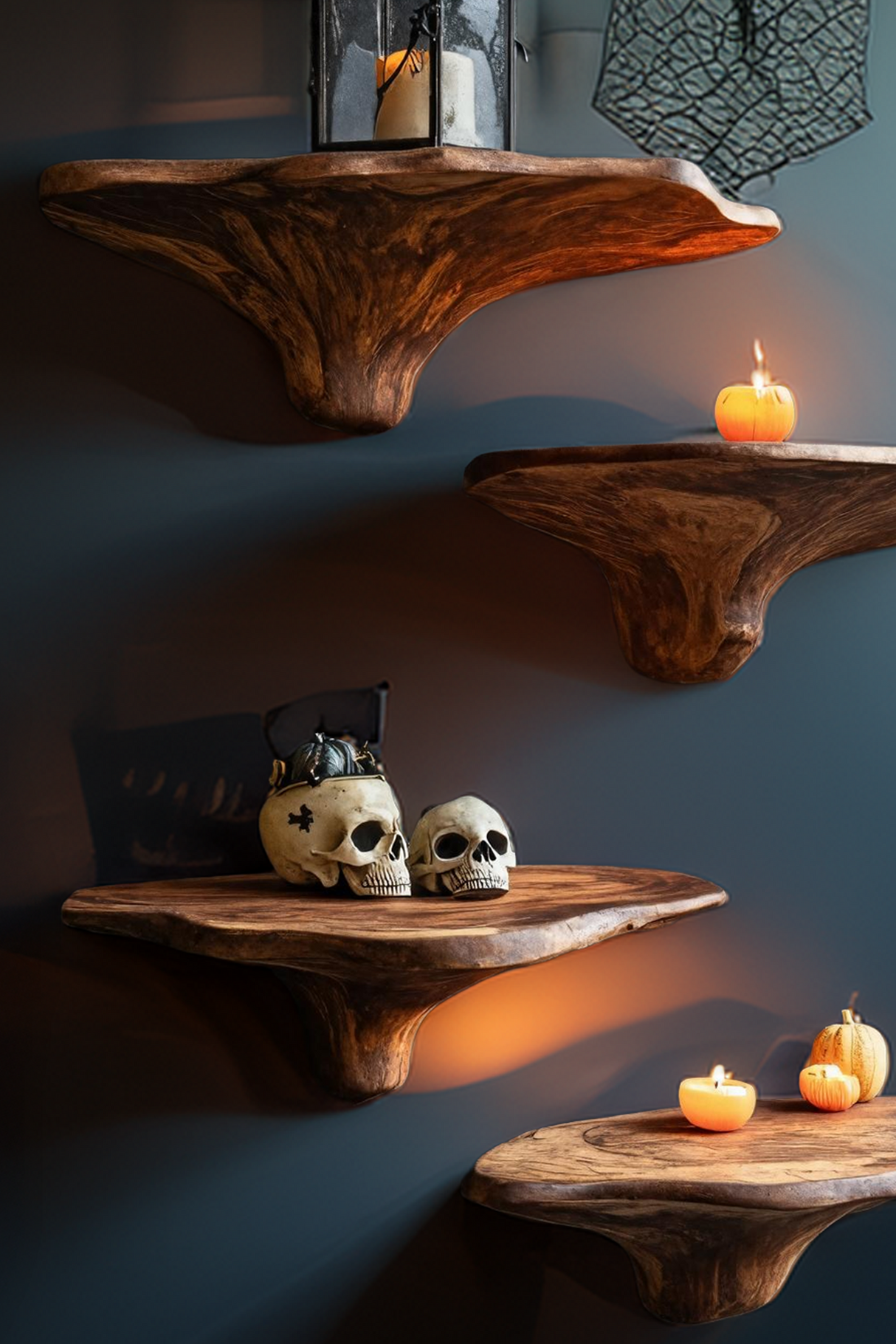 Modern Wooden Mushroom Shelf Halloween Furniture Decoration