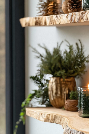 Handcrafted Solid Wood Floating Shelf For Christmas Bedroom Design