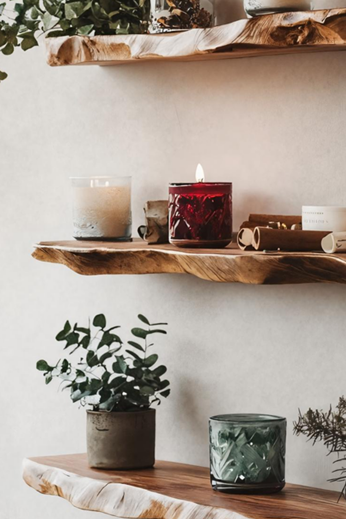 Modern Solid Wood Floating Shelf For Living Room Holiday Style