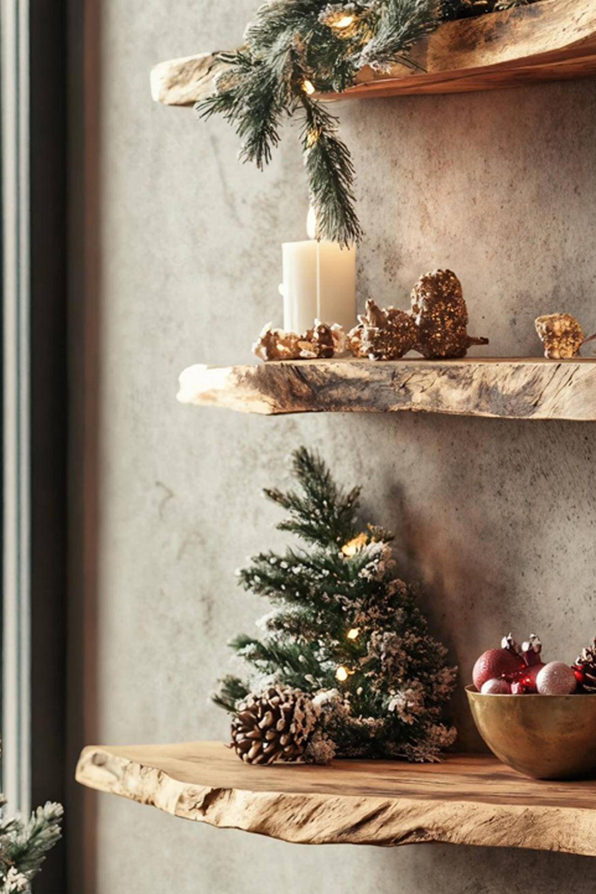 Farmhouse Wooden Floating Shelf For Christmas Entryway Living Room