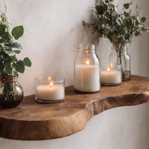 Mid Century Wooden Floating Shelf For Living Room Decor