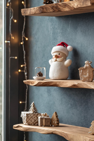 Handcrafted Live Edge Floating Shelf For Entryway Xmas Design