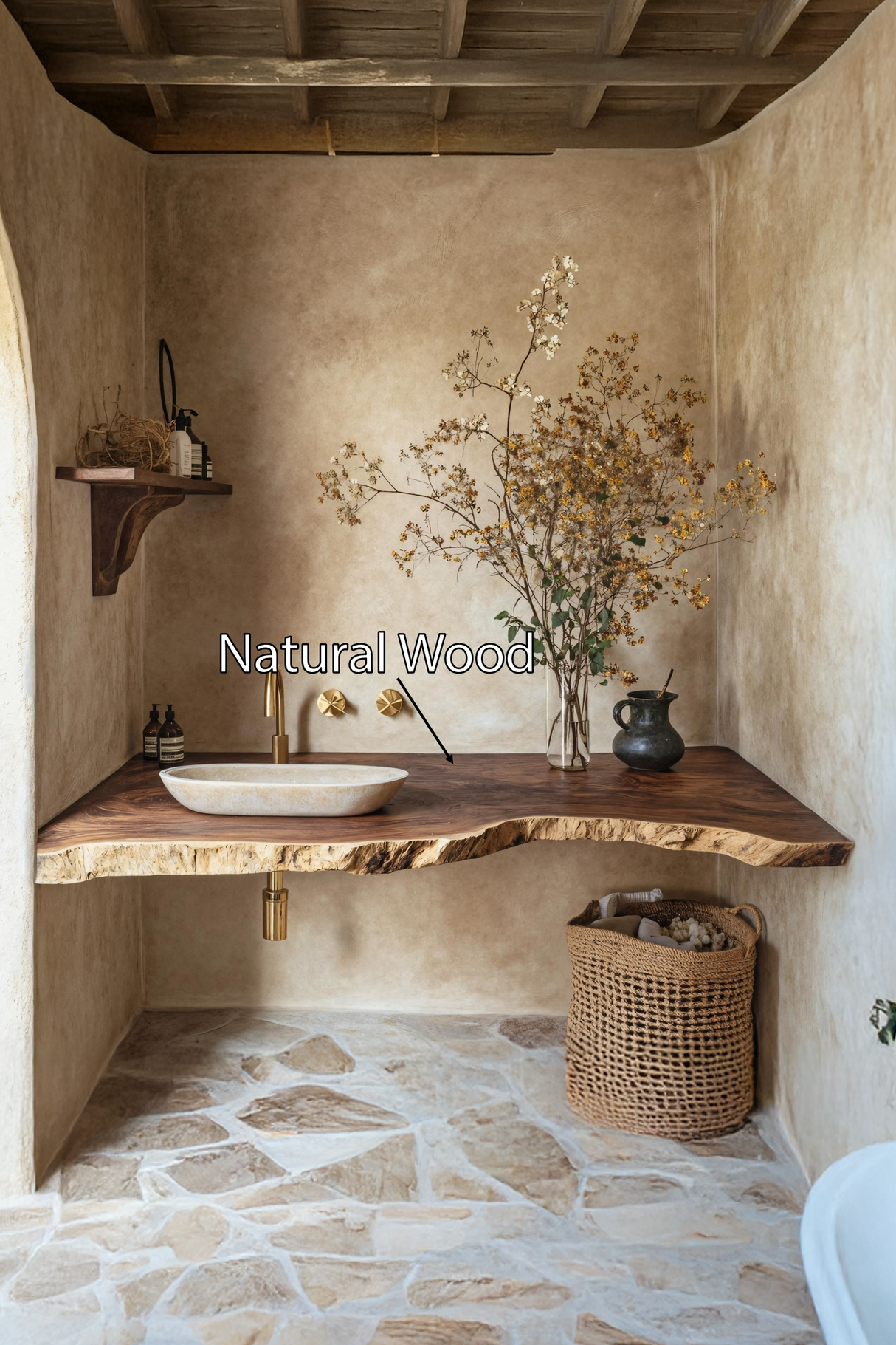 Mid Century Bathroom Vanity In Solid Wood Finish
