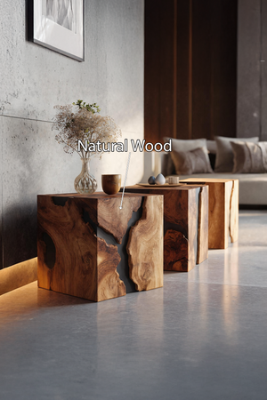 Farmhouse Wooden Cube Table For Modern Furniture Design