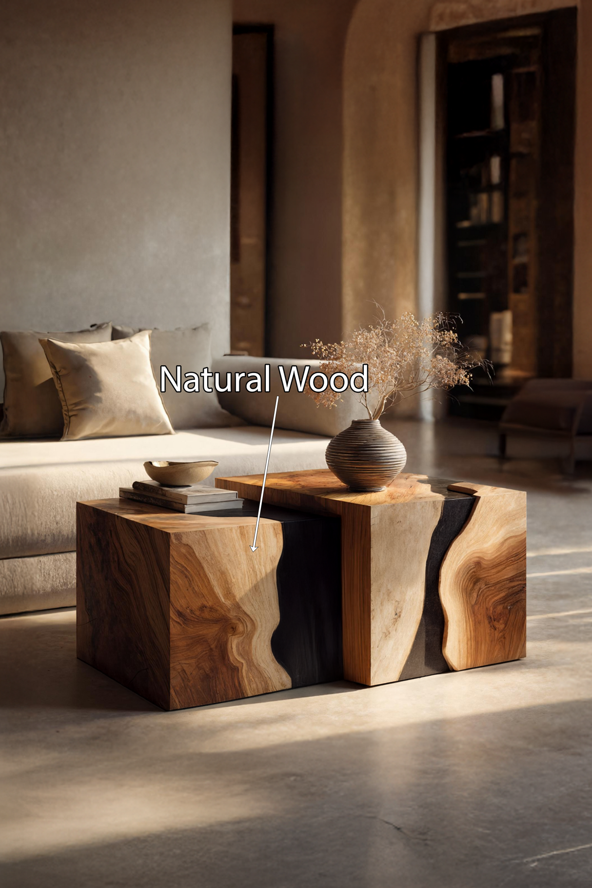 Modern Solid Wood Square Coffee Table For Living Room