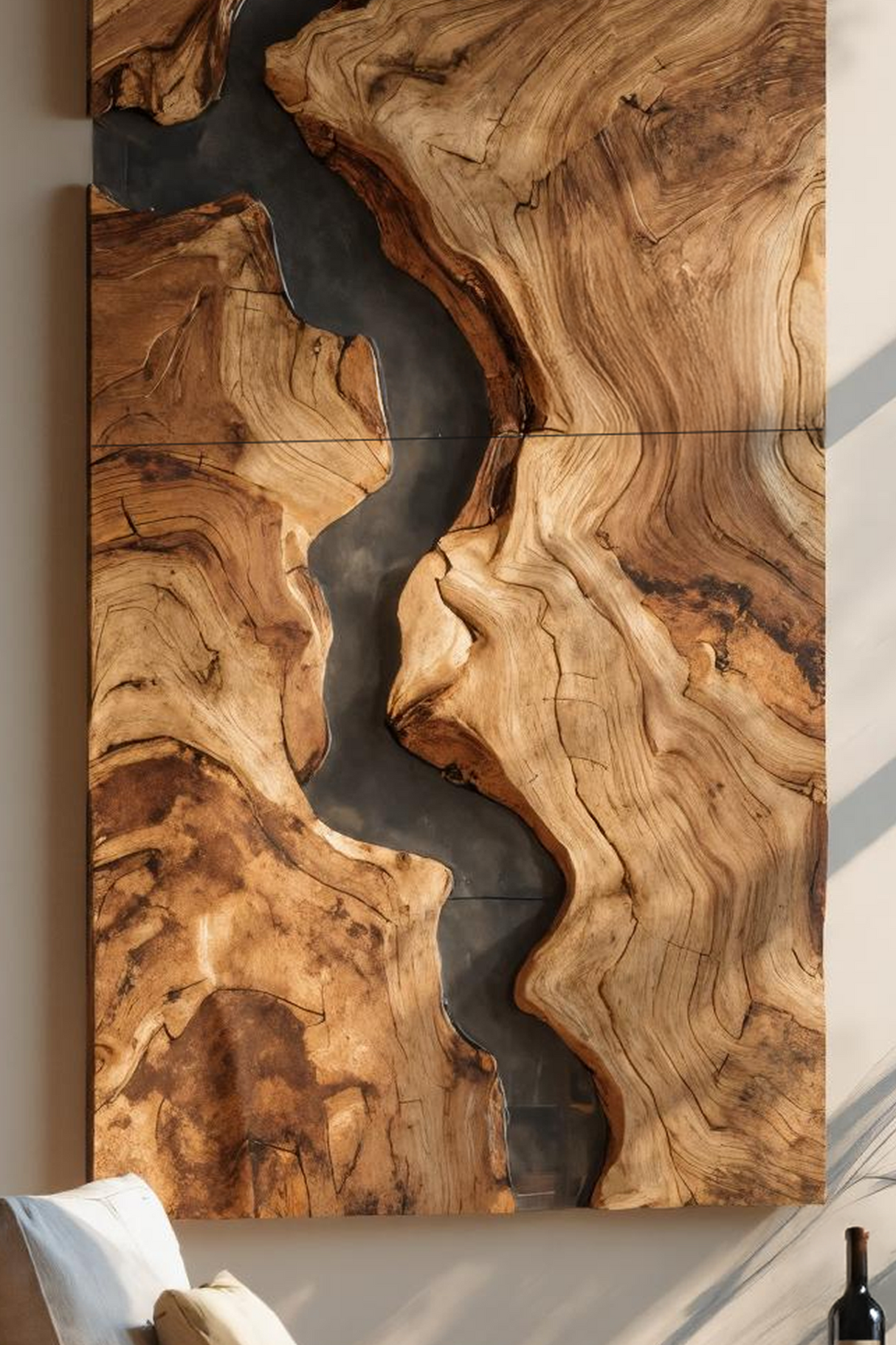 Mid Century Wooden Wall Art Sculpture For Entryway