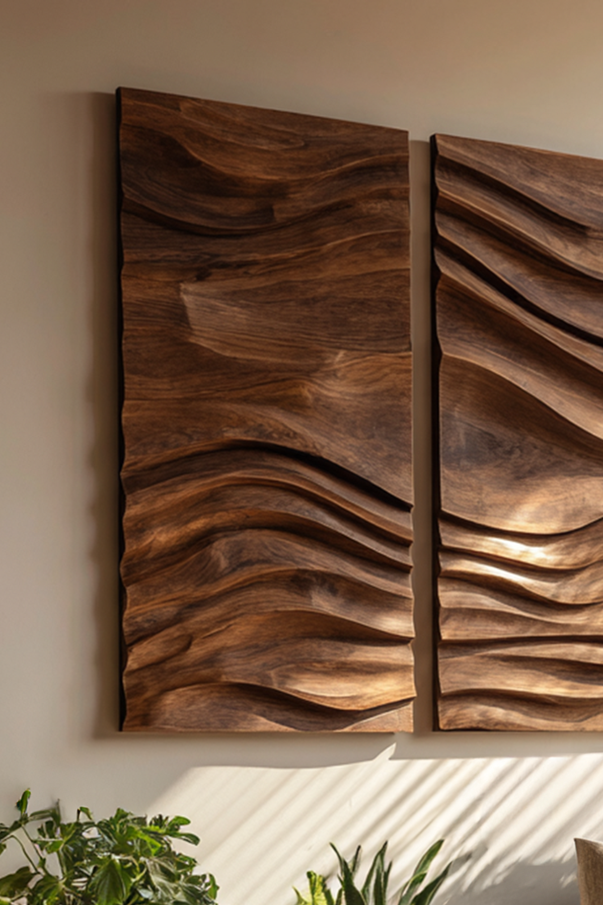 Mid Century Wooden Wall Sculpture For Entryway Decor