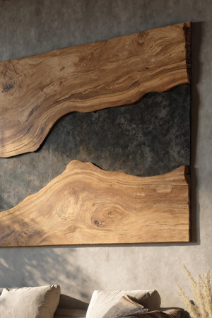 Mid Century Rectangular Wooden Wall Art For Living Room