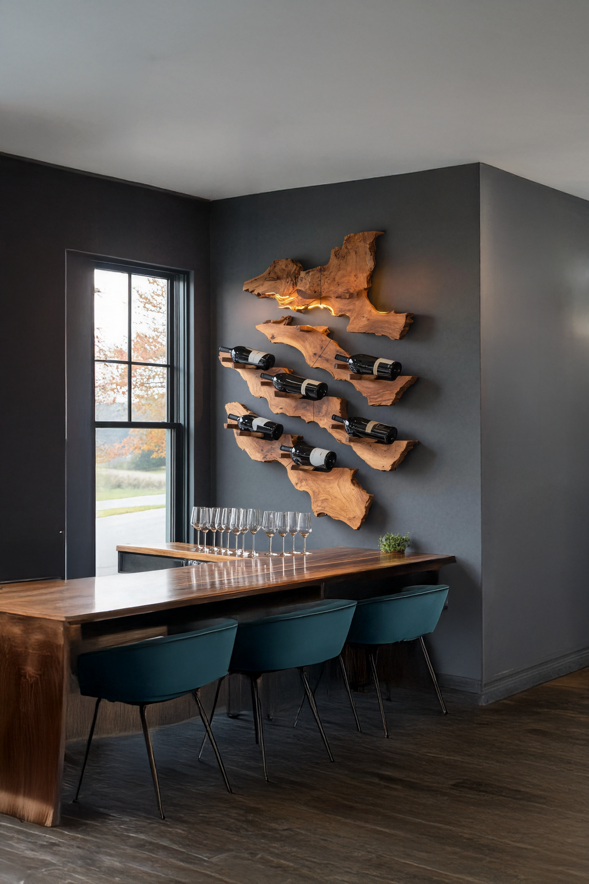 Handcrafted Wooden Live Edge Wine Holder For Bar Decor Ideas