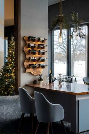 Farmhouse Wooden Live Edge Wine Holder For Furniture Decor