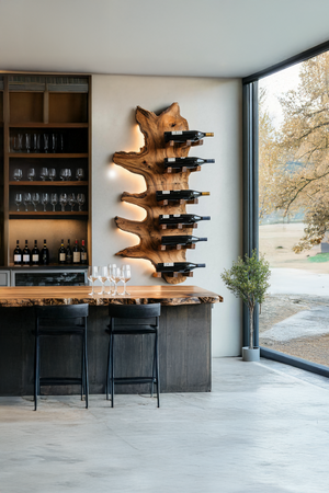 Modern Live Edge Wine Rack For Furniture Decor And Wine Shelf