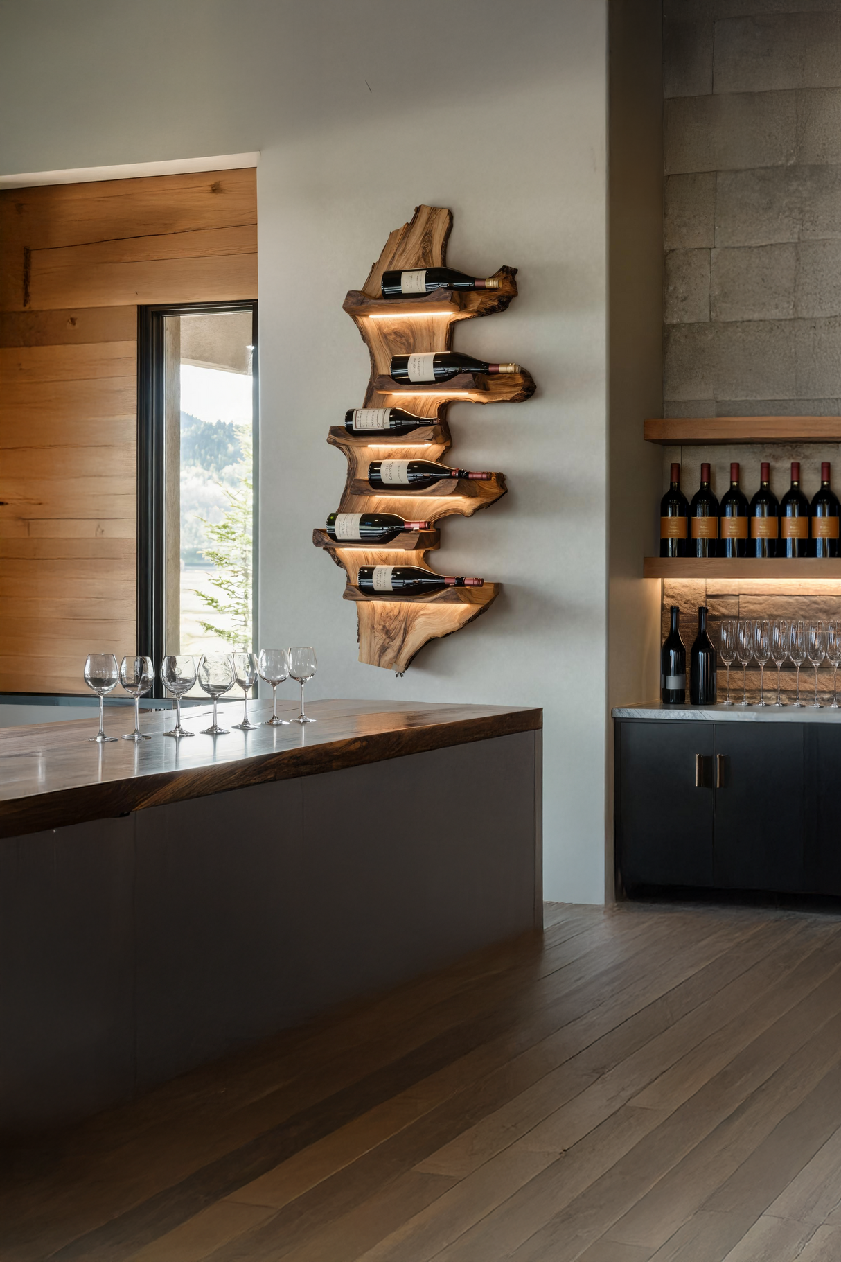 Farmhouse Live Edge Wine Holder For Entryway Furniture Decor