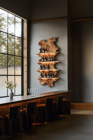 Mid Century Live Edge Wine Holder For Bar Decor And Home Art